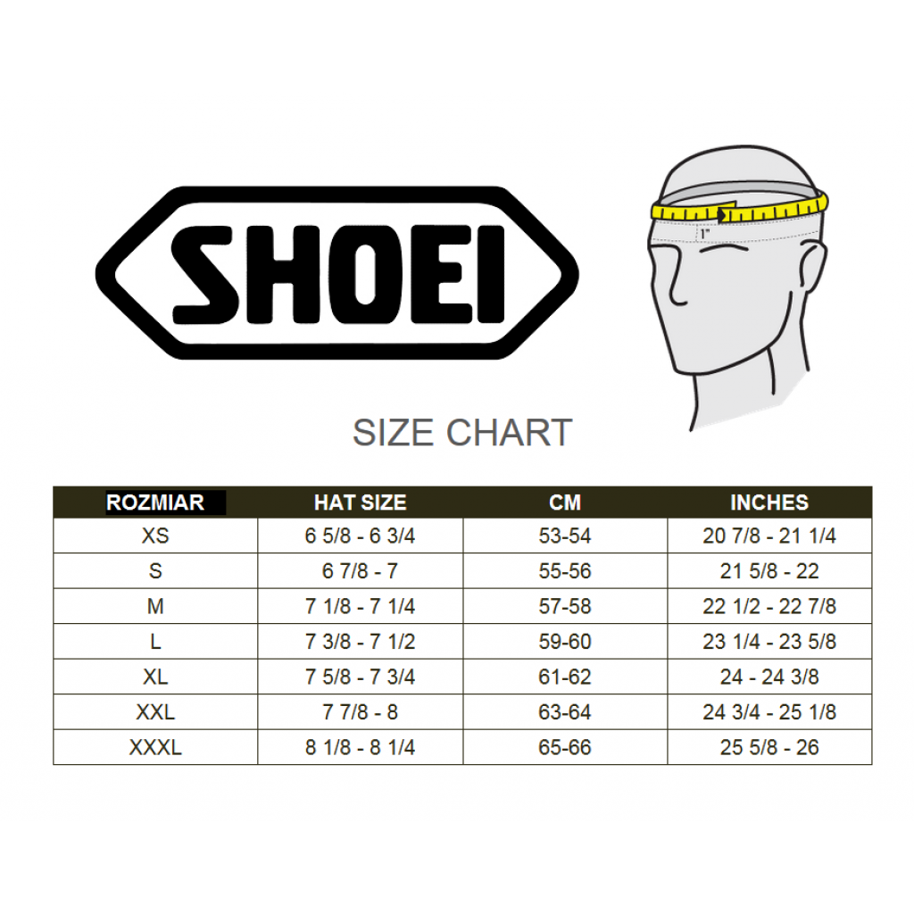 Shoei x spirit hot sale 3 size chart